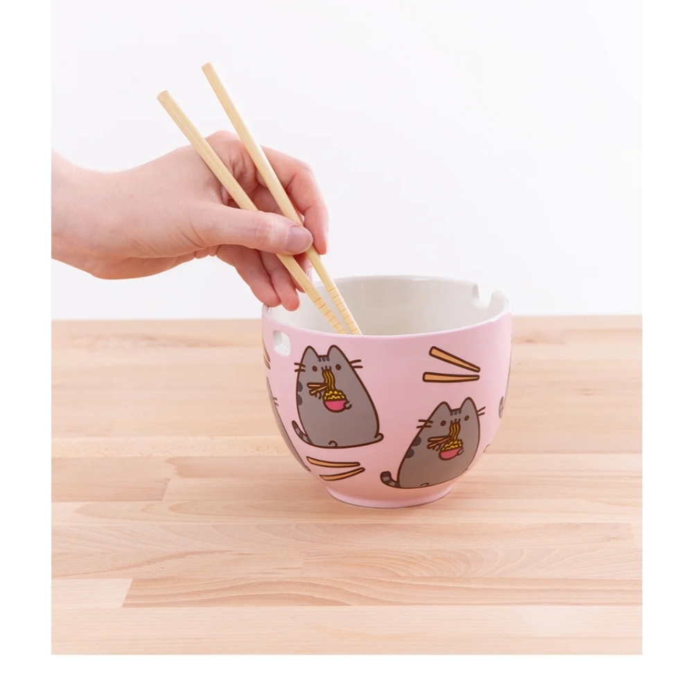 NEW 💗🎀 Pink Pusheen Ramen Bowl with Chopsticks